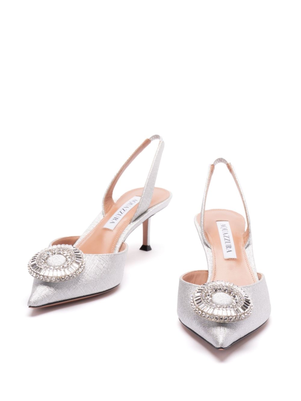 Aquazzura 50 mm Slingback pumps met kristallen Zilver