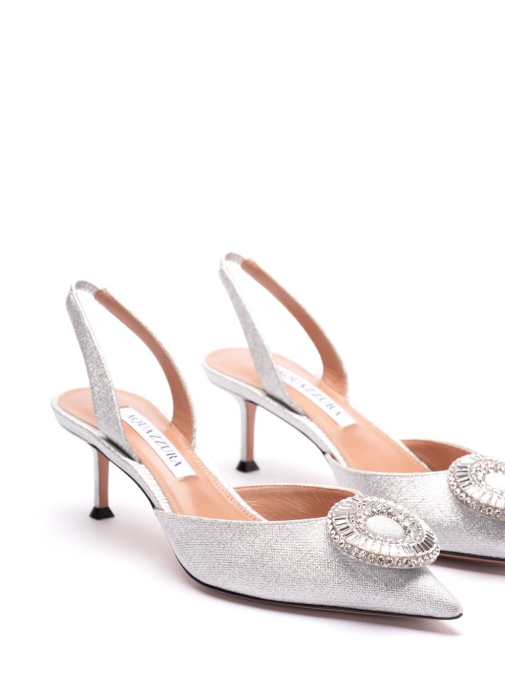 Aquazzura 50 mm Slingback pumps met kristallen Zilver