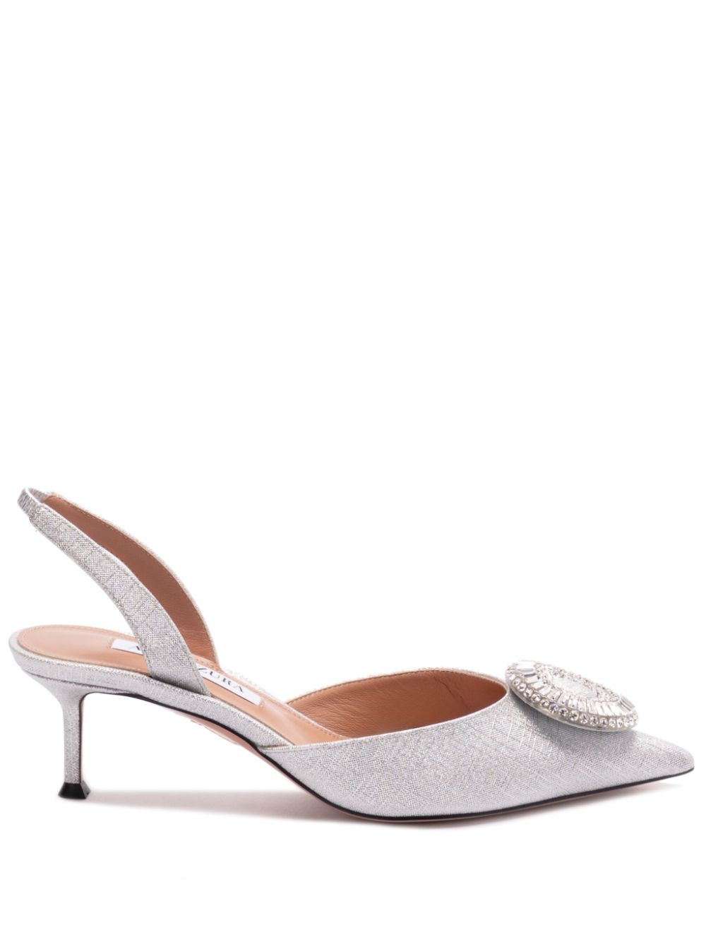 Aquazzura 50 mm Slingback pumps met kristallen Zilver