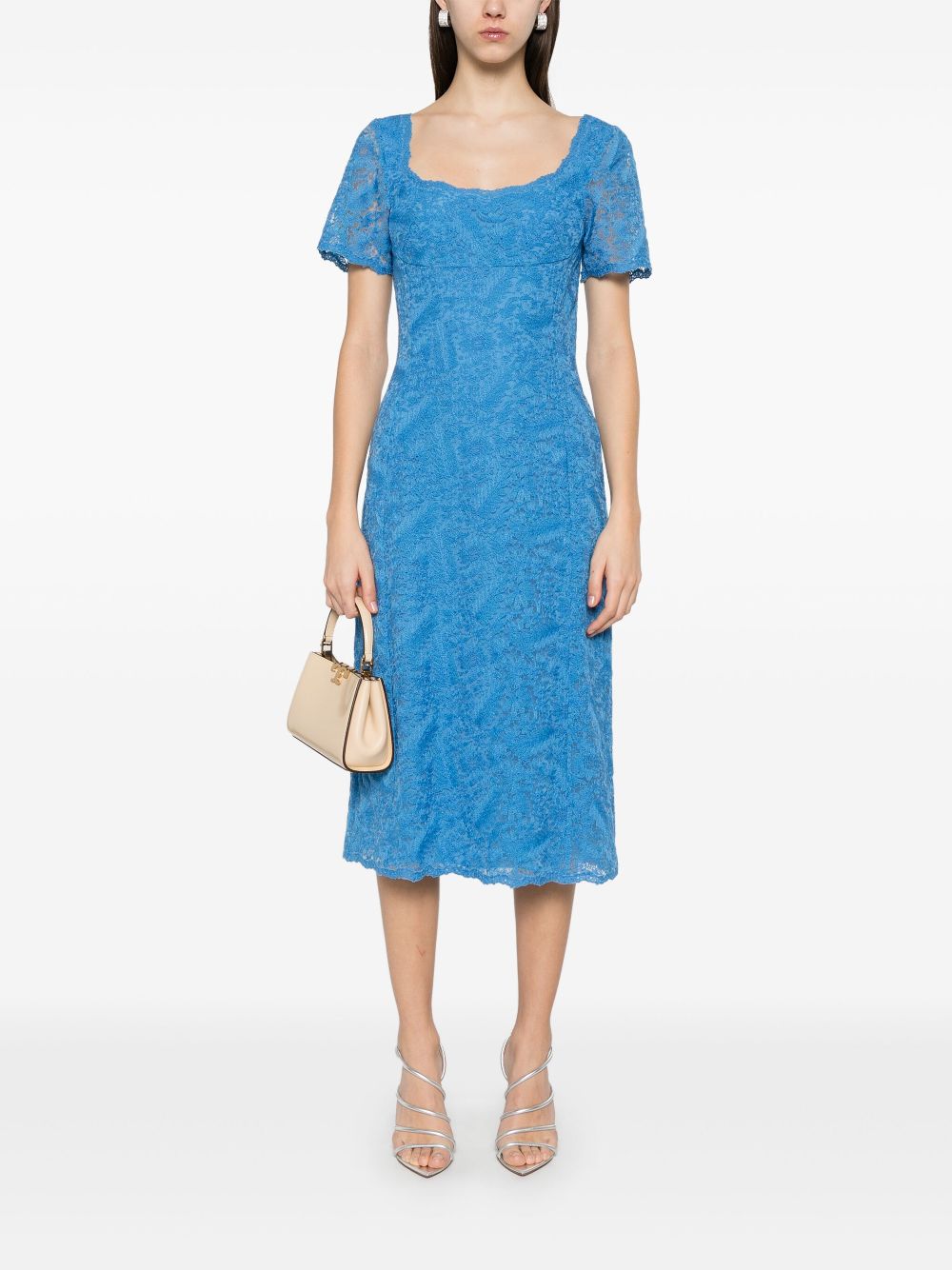 Ermanno Scervino Midi-jurk met bloemenkant - Blauw