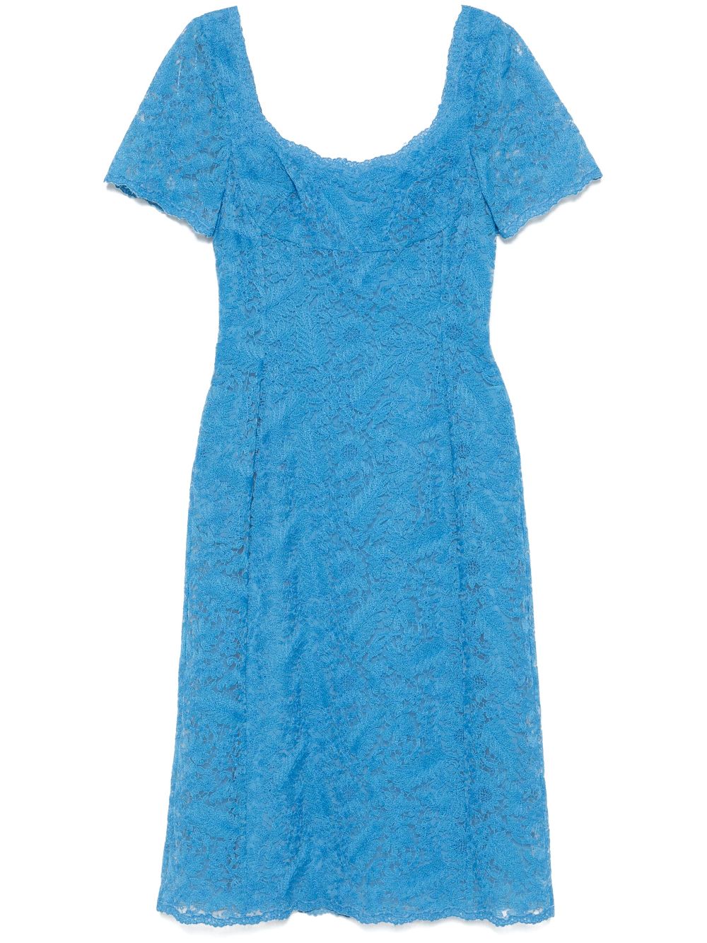 Ermanno Scervino Midi-jurk met bloemenkant Blauw