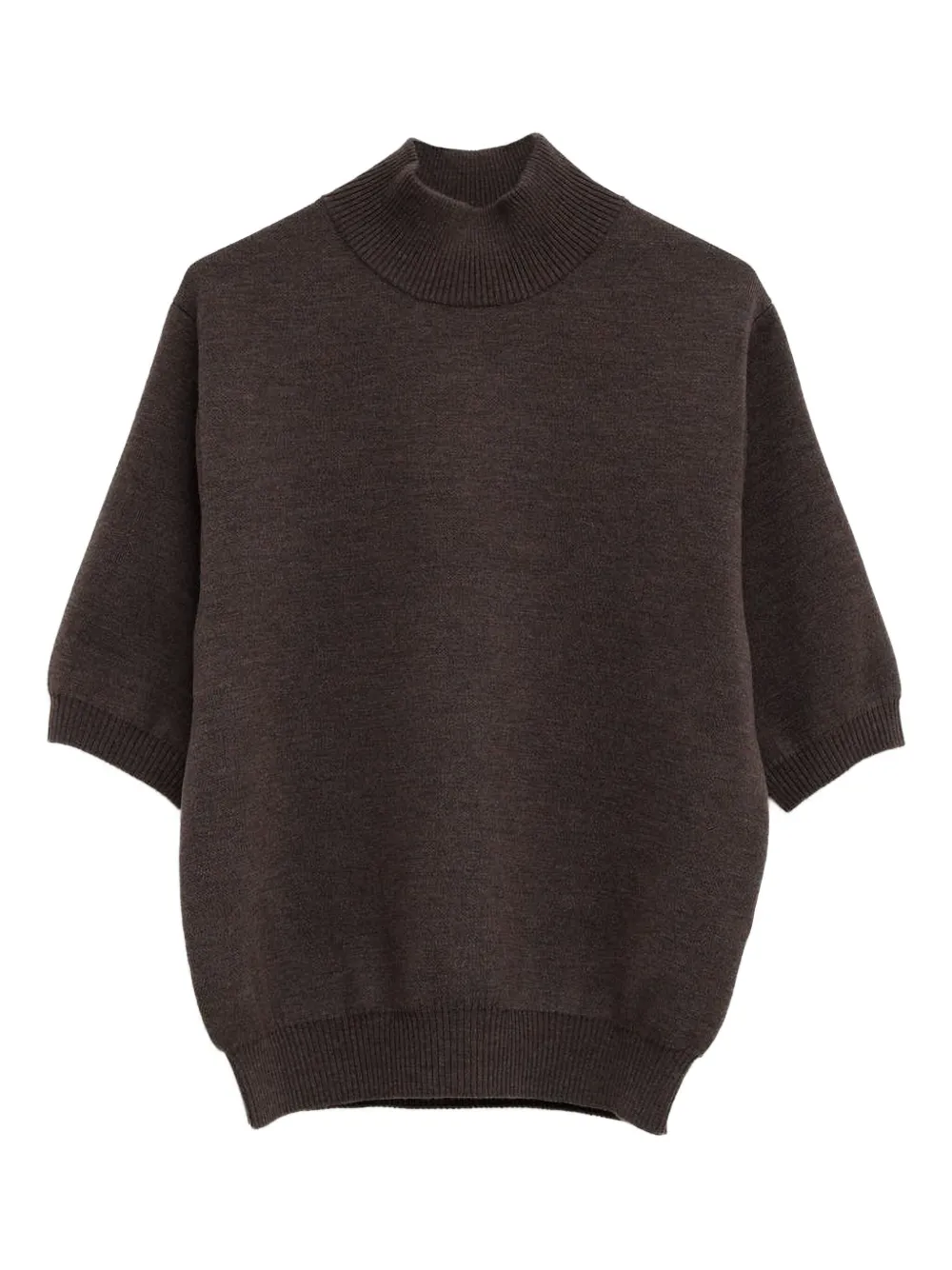 KHAITE Top met trechterhals en korte mouwen Bruin