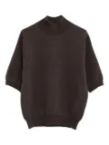 KHAITE short-sleeve funnel-neck top - Brown