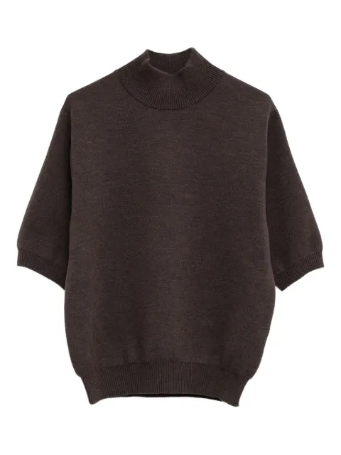 KHAITE short-sleeve funnel-neck top