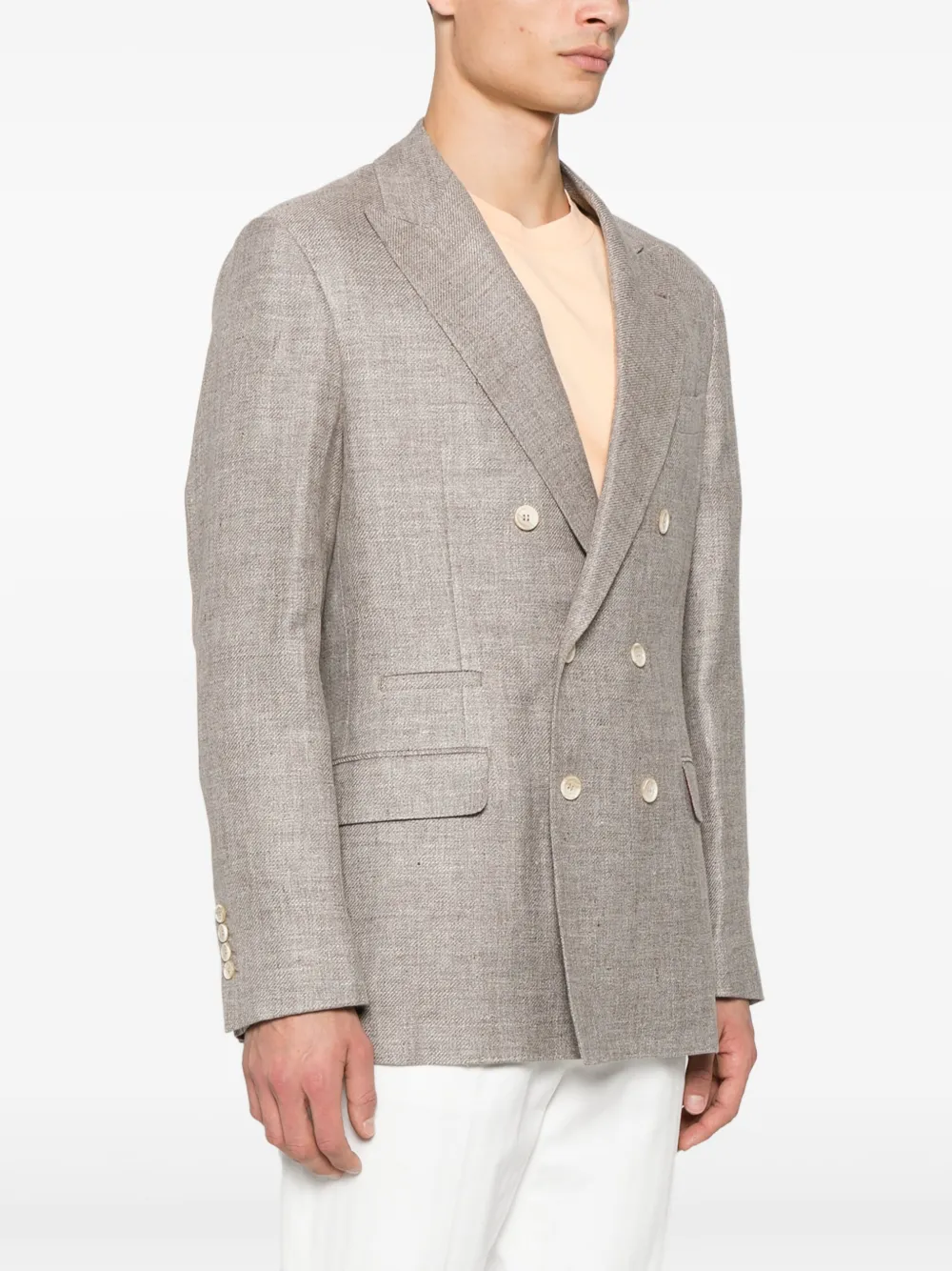Brunello Cucinelli Blazer met dubbele rij knopen Bruin