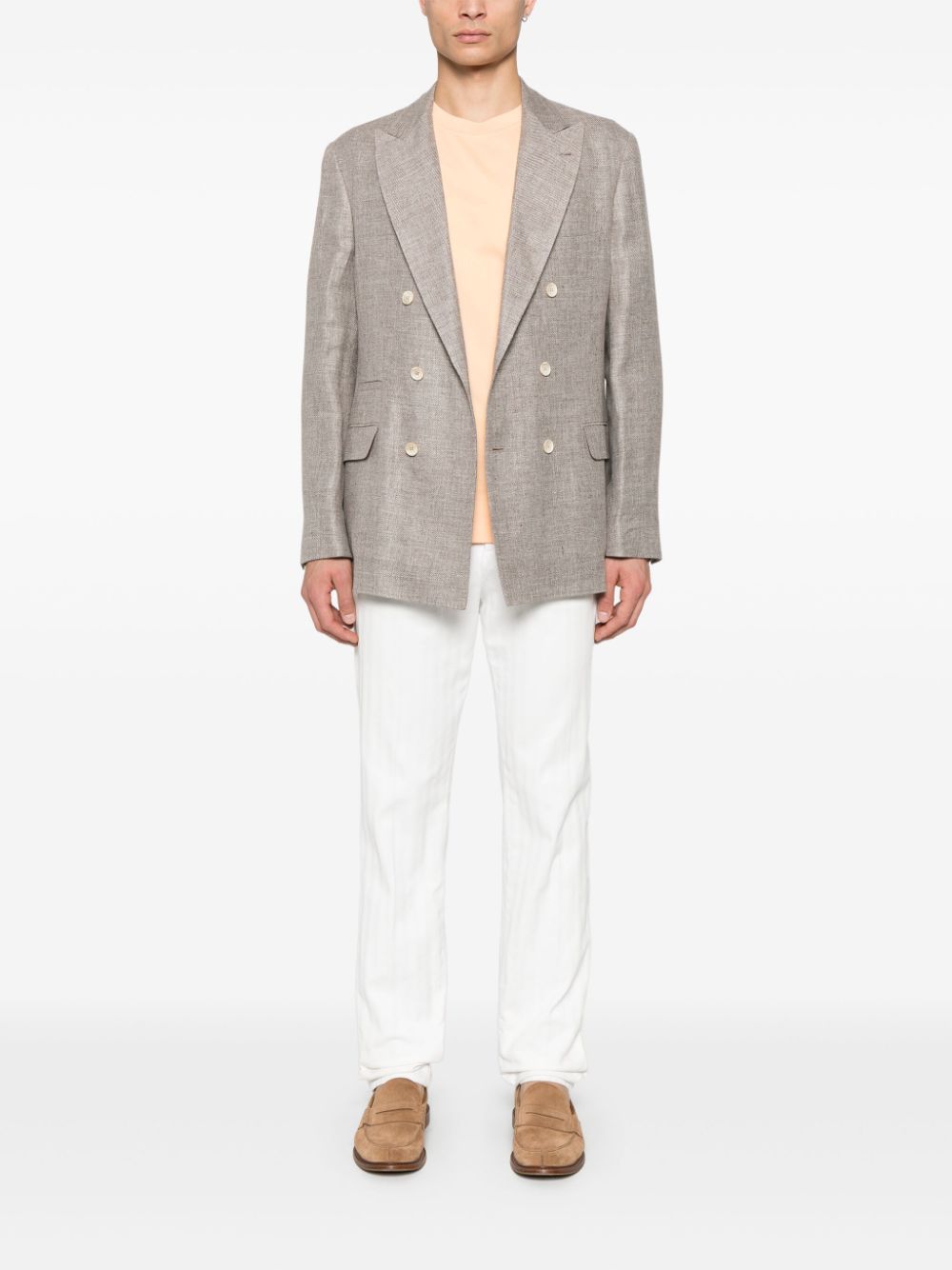 Brunello Cucinelli Blazer met dubbele rij knopen - Bruin