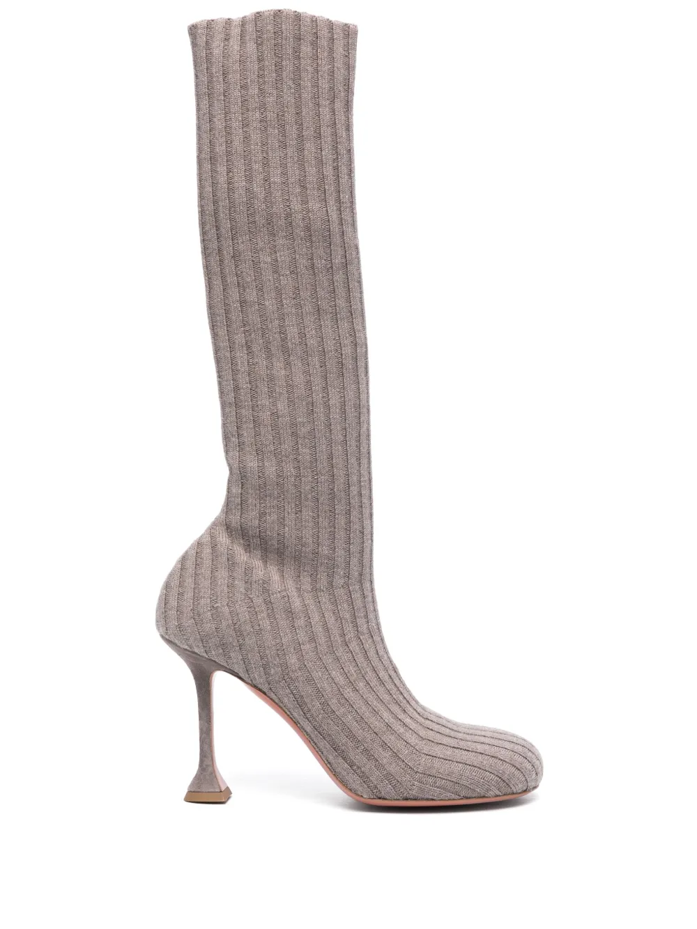 Amina Muaddi 95 mm Veneda laarzen Beige