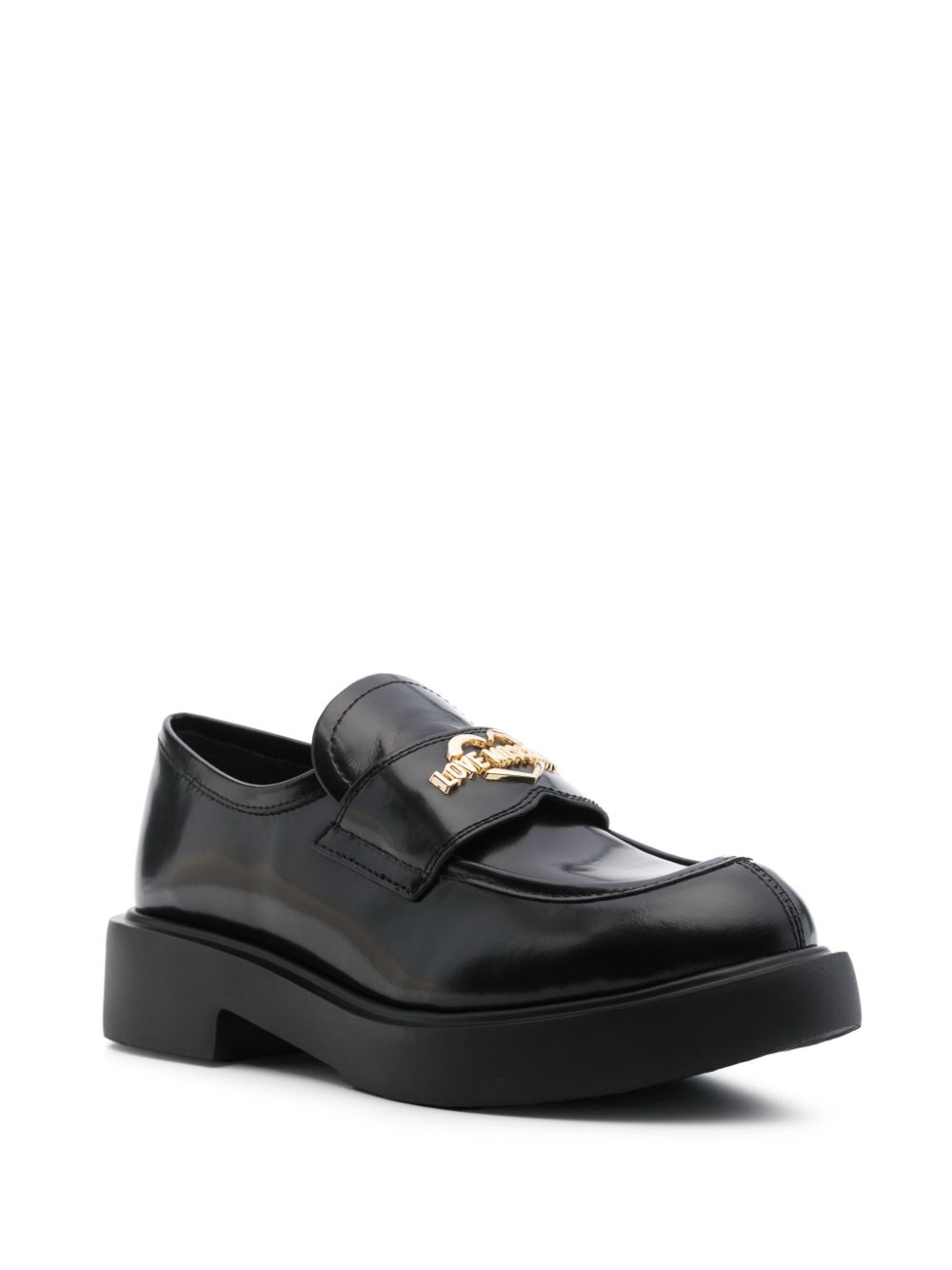 Love Moschino logo-plaque loafers - Zwart