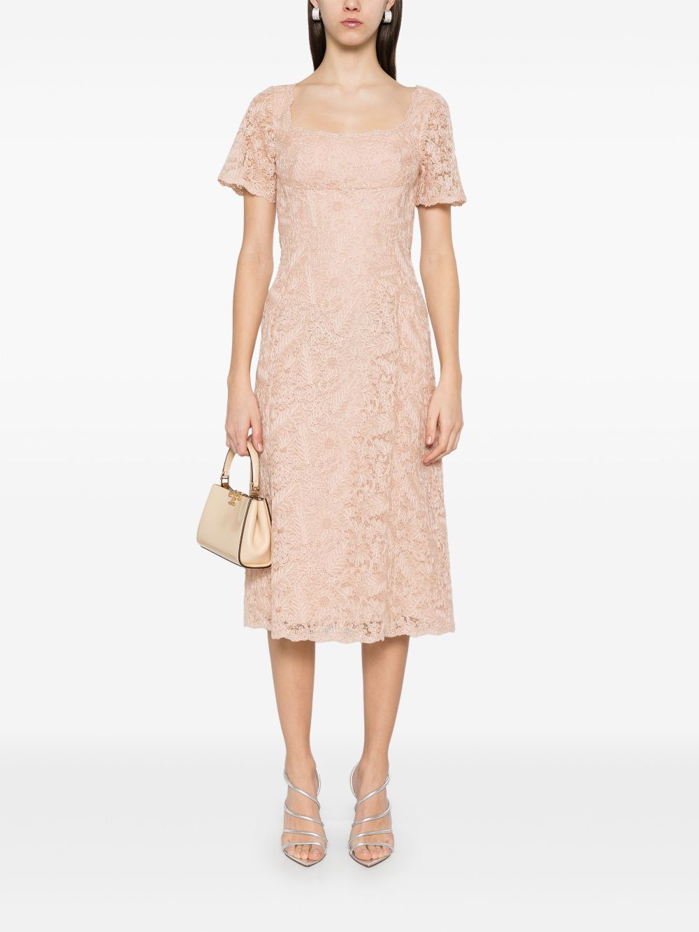 Ermanno Scervino Midi-jurk met bloemenkant - Roze