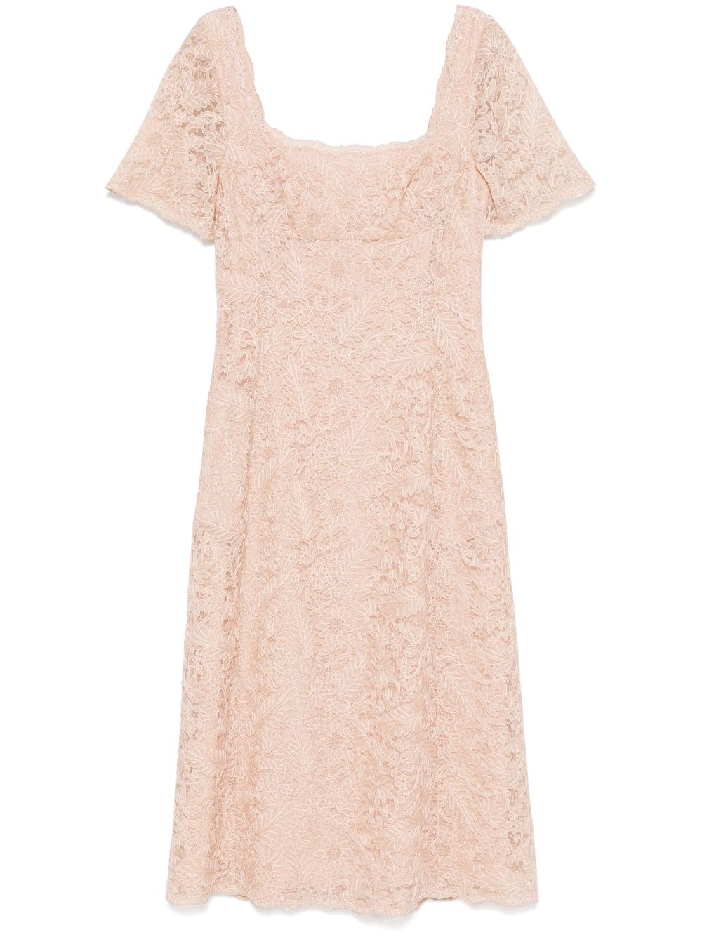 Ermanno Scervino Midi-jurk met bloemenkant Roze