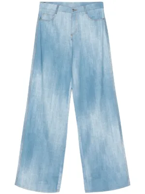 パンツ ERMANNO SCERVINO WIDE-LEG TROUSERS IN DENIM-PRINT JACQUARD Ermanno Scervino Wide-Leg Pants for Women - Shop on FARFETCH