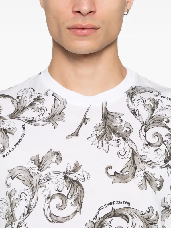ヴェルサーチェ☆バロッコプリント クロップドTシャツ Versace Jeans Couture バロッコプリント Tシャツ | ホワイト