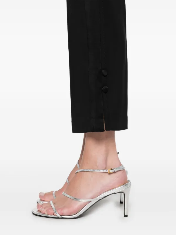 【希少】ELISABETTA FRANCHI サテントリム付き ストレートパンツ Elisabetta Franchi サテントリム パンツ | ブラック | FARFETCH JP
