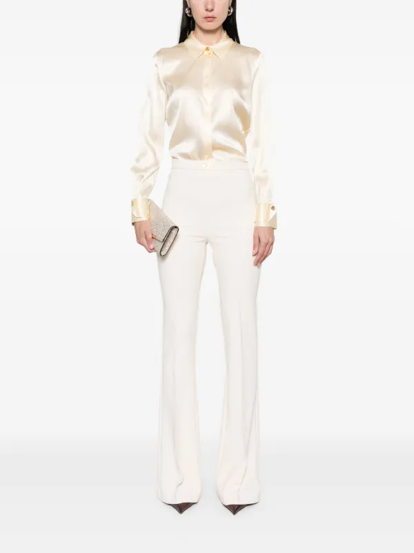 Elisabetta Franchi double-cuff Satin Blouse | Yellow | FARFETCH