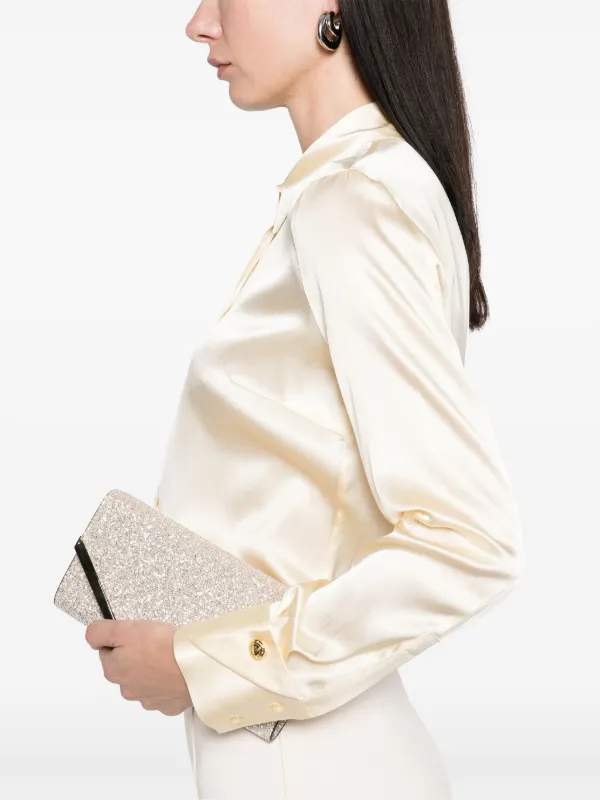 花*様 ELISABETTA FRANCHI マイクロリブ 胸ポケット ポロシャ Elisabetta Franchi double-cuff Satin Blouse | Yellow | FARFETCH