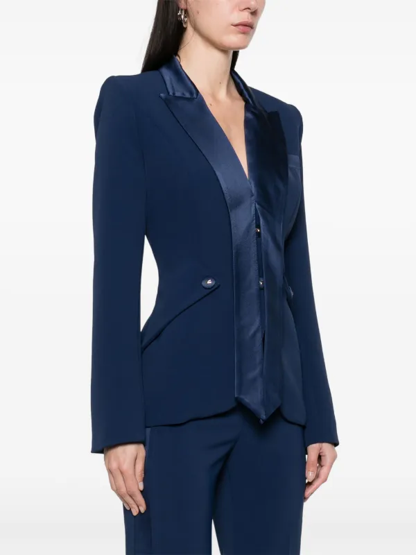 Elisabetta Franchi サテンラペル ジャケット | ブルー | FARFETCH JP 