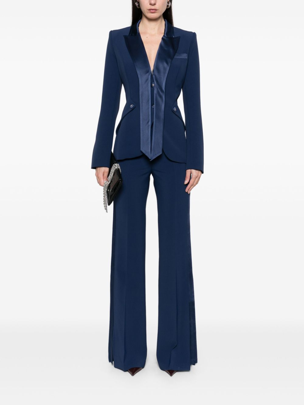 Elisabetta Franchi satin-lapels crepe blazer - Blauw