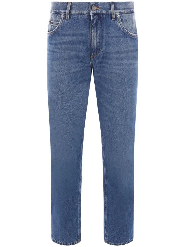 【関税込み】dolce & gabbana Logo jeans Dolce & Gabbana logo-plaque Distressed Jeans | Black | FARFETCH