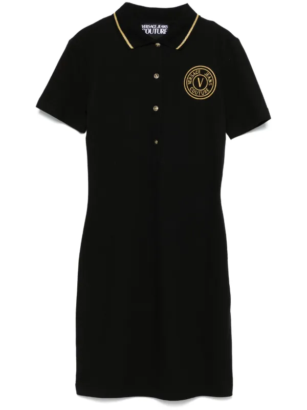 Versace Jeans Couture logo-embroidered Mini Dress | Black | FARFETCH