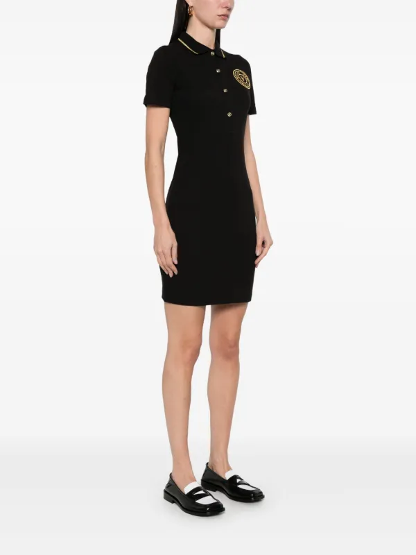Versace Jeans Couture logo-embroidered Mini Dress | Black | FARFETCH