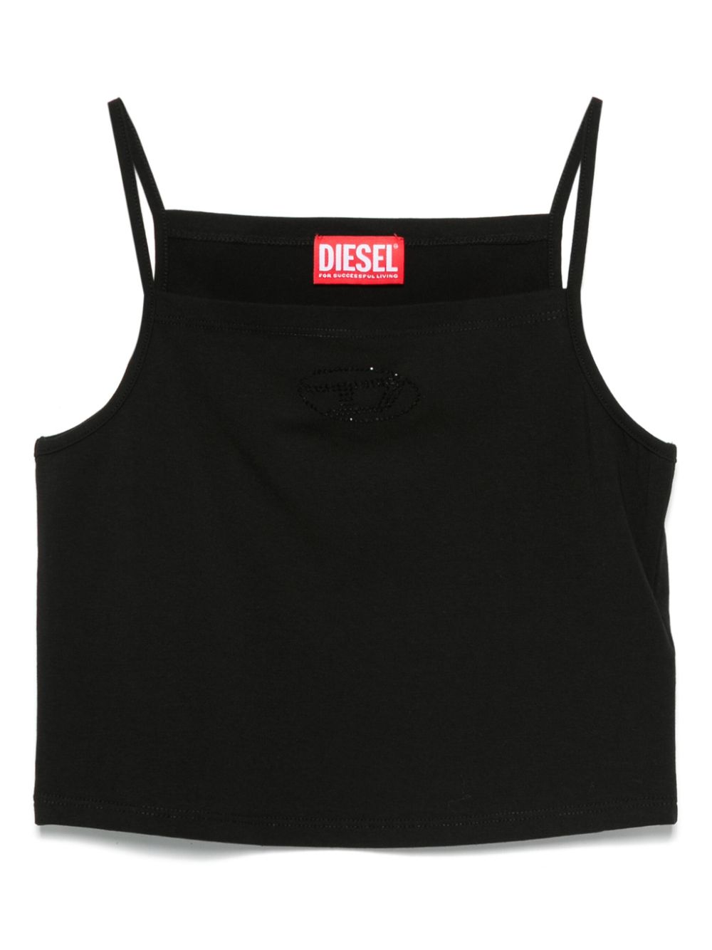 Diesel Kids Tanktop met stras logo Zwart