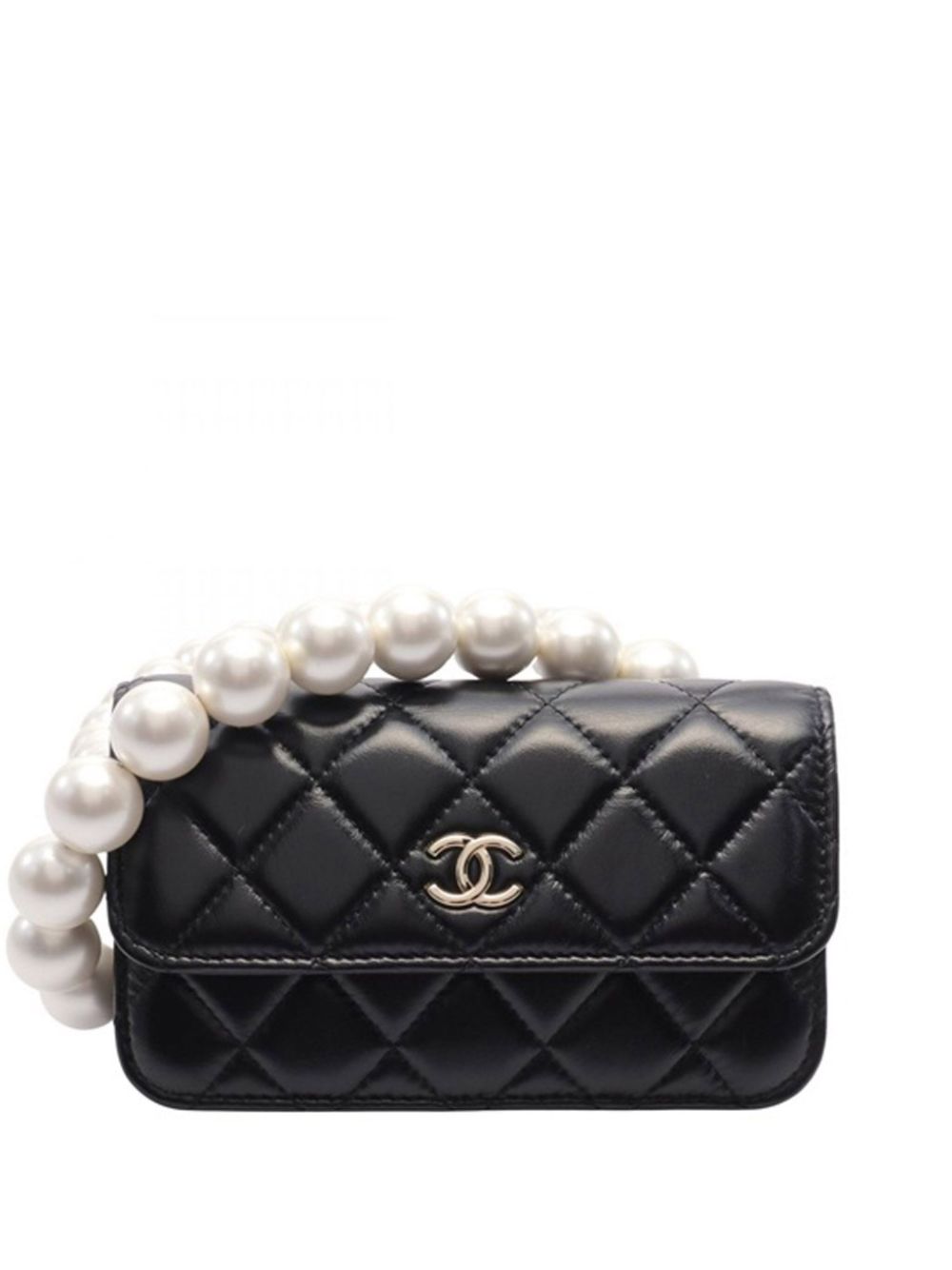 CHANEL Pre-Owned 2020 Quilted Calfskin Maxi Pearls Clutch With Chain crossbody bag - Black