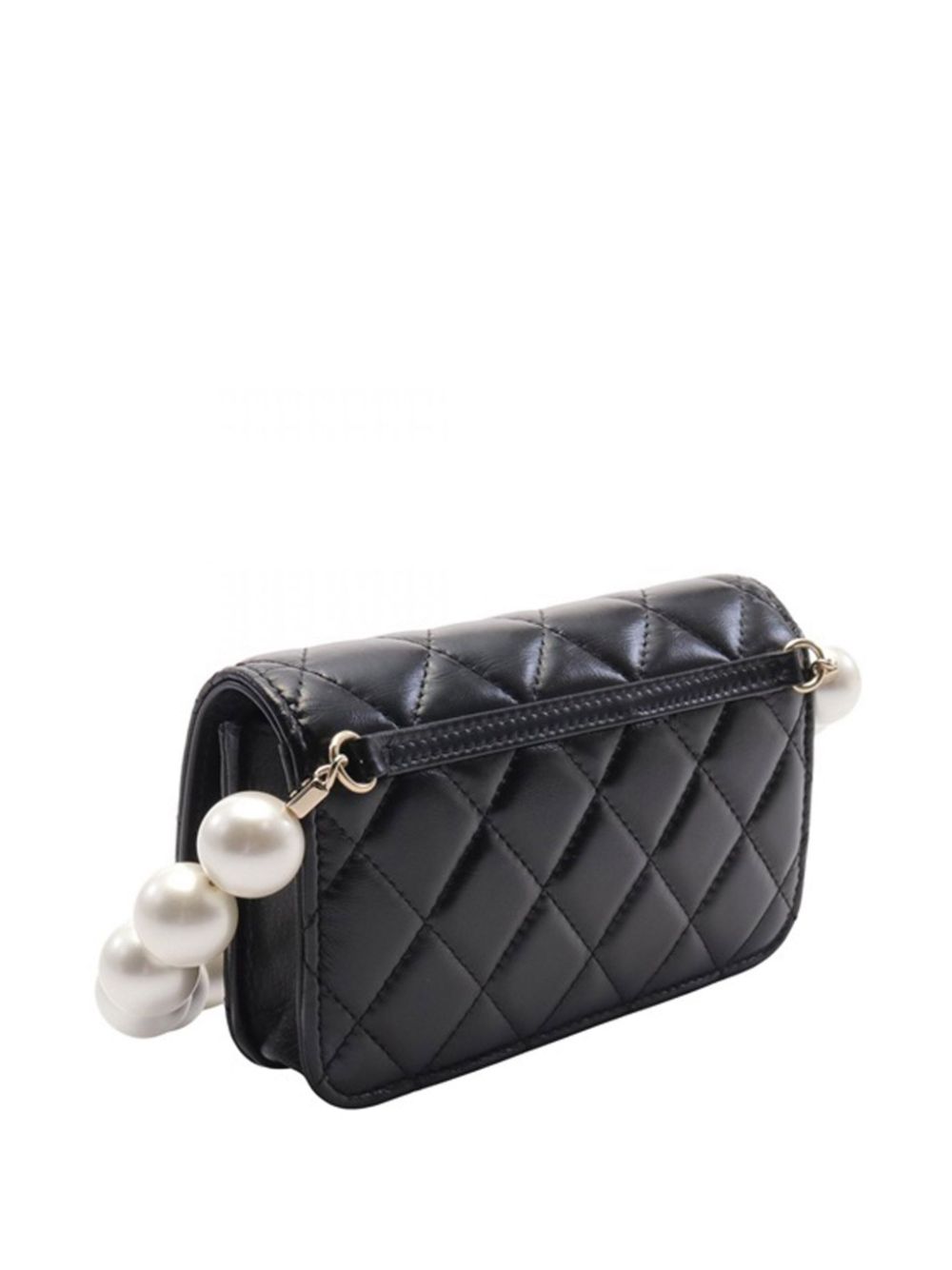 CHANEL Pre-Owned 2020 Maxi Pearls Clutch with Chain gewatteerde kalfsleren crossbodytas - Zwart