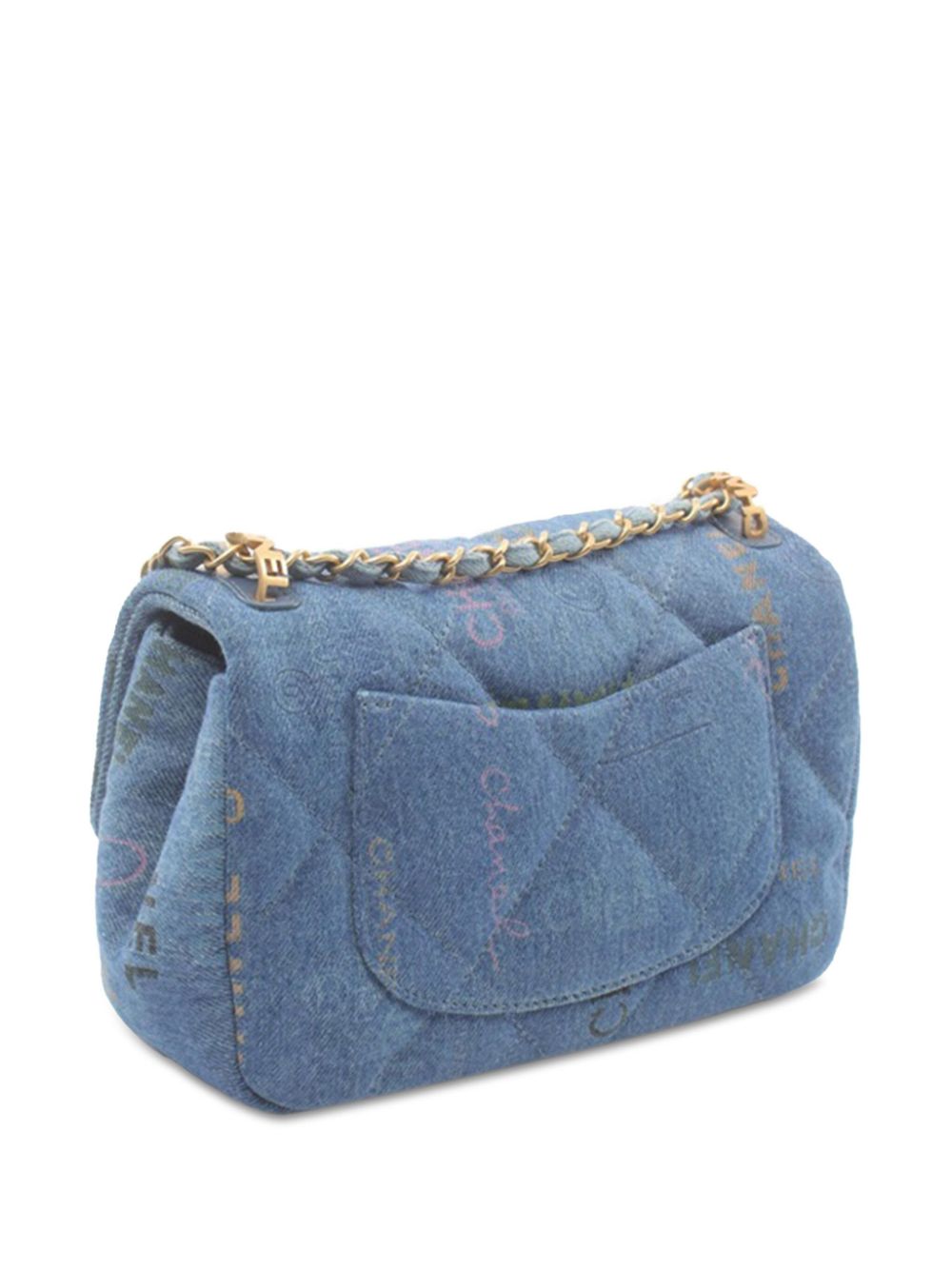 CHANEL Pre-Owned 2021-2024 Mini Denim Mood Flap rechthoekige gewatteerde crossbodytas - Blauw