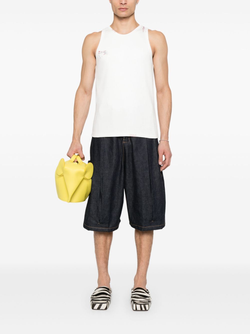 Marni logo-embroidered tank top - Wit