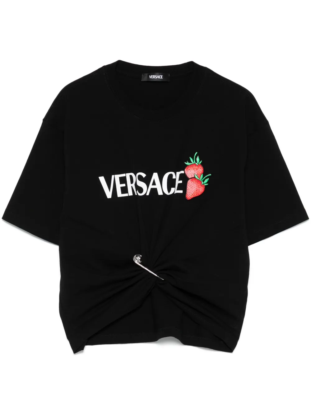 Versace strawberry-motif T-shirt Zwart