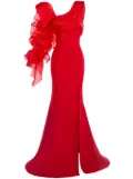 Gaby Charbachy ruffle-sleeve gown - Red