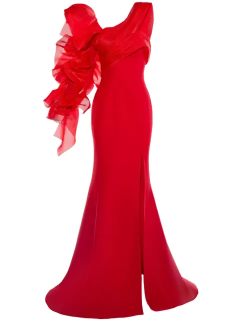 Gaby Charbachy  ruffle-sleeve gown