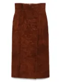 Alexander McQueen suede midi skirt - Brown