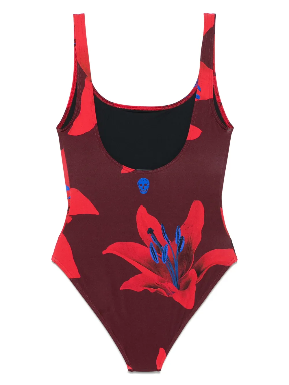 Shop Alexander Mcqueen Fire Lily Swimsuit In Red