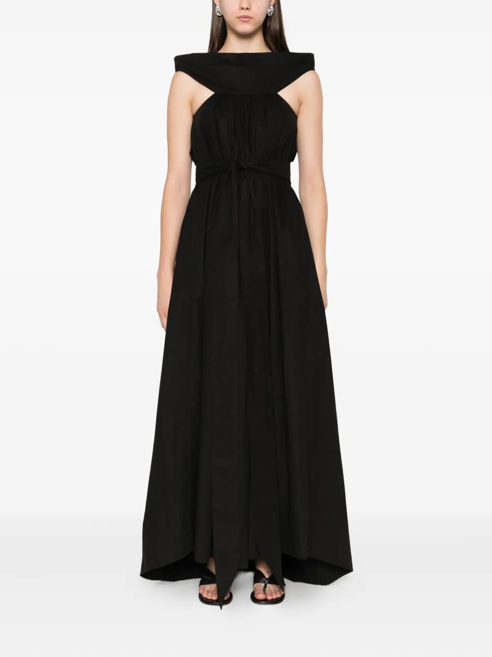Rick Owens gathered-neckline maxi dress Zwart