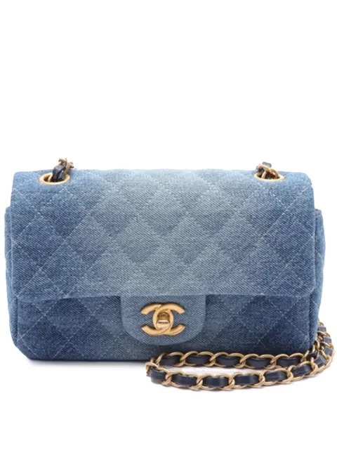 CHANEL Pre-Owned 2021-2024 Mini Rectangular Quilted Washed Denim Flap crossbody bag 8HQUGSJT1V6IQA5O - 0