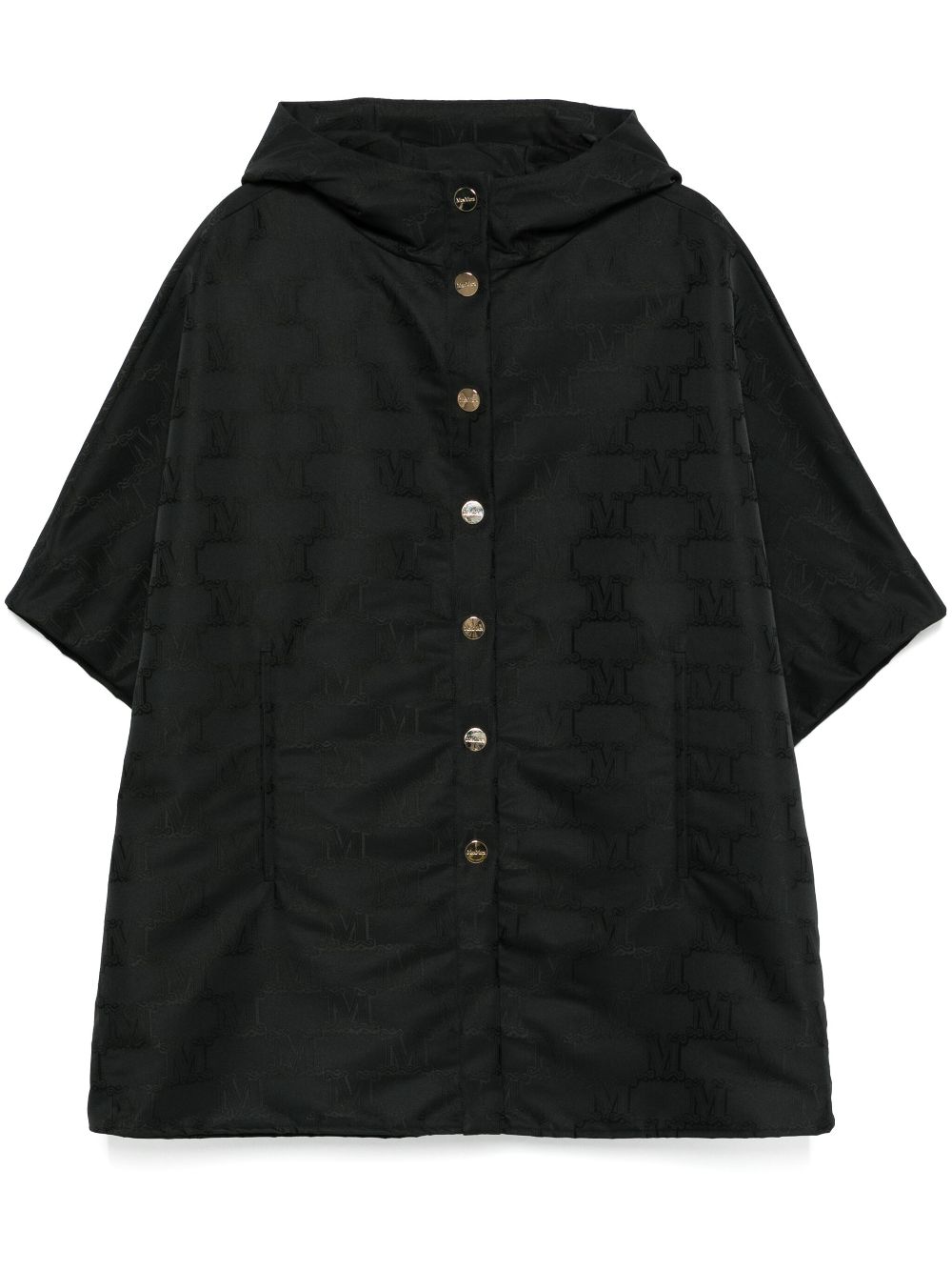 Max Mara logo-jaquard cape - Black