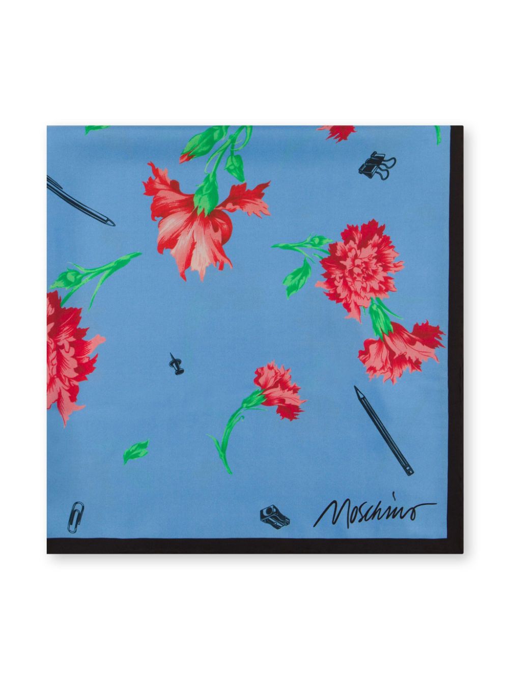 Moschino Sjaal met bloemenprint - Blauw