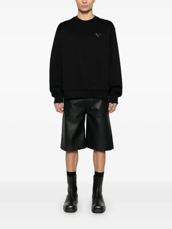 Prada triangle-logo Sweatshirt | Black | FARFETCH NO