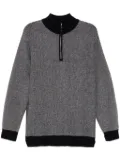 N.Peal Textured Birdseye Half Zip sweater - Blue