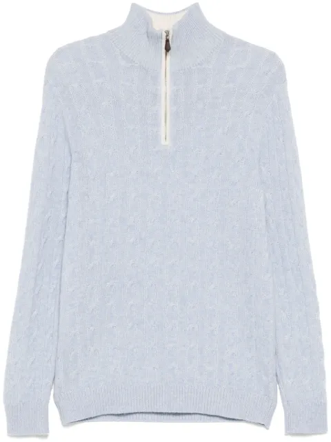 N.Peal suéter Two Tone Cable 1/2 Zip
