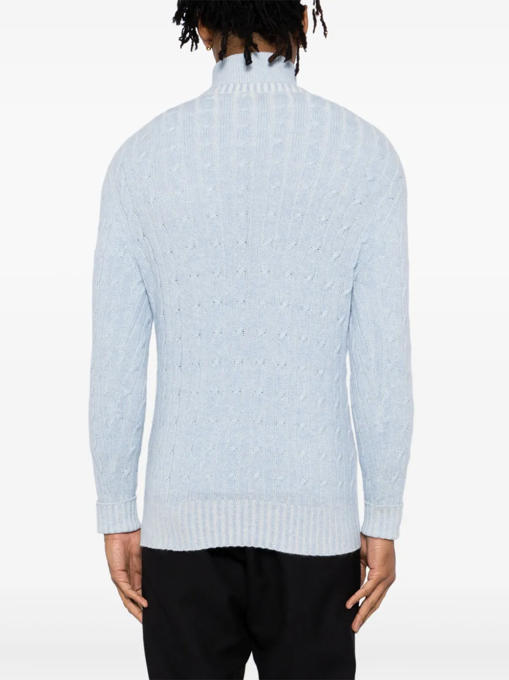 N.Peal Thames kabelgebreide trui met ronde hals Blauw