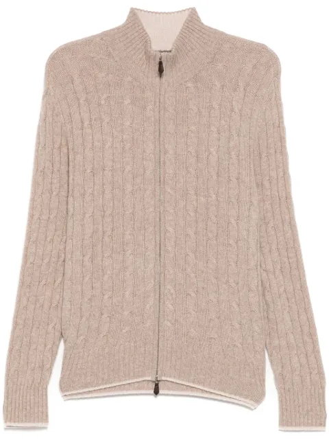 N.Peal suéter Contrast Cable Full Zip