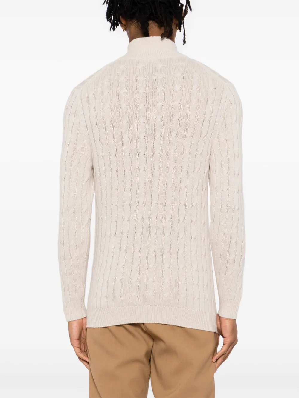 N.Peal Albemarle Cable trui met halve rits Beige