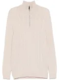 N.Peal Albemarle Cable Half Zip sweater - Neutrals
