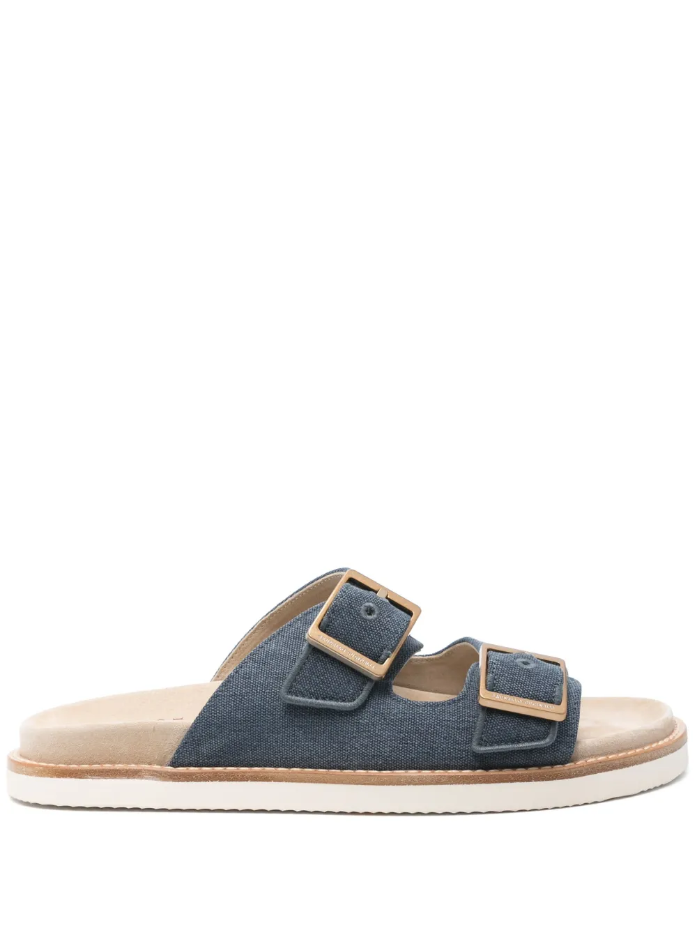 Brunello Cucinelli canvas slides Blue