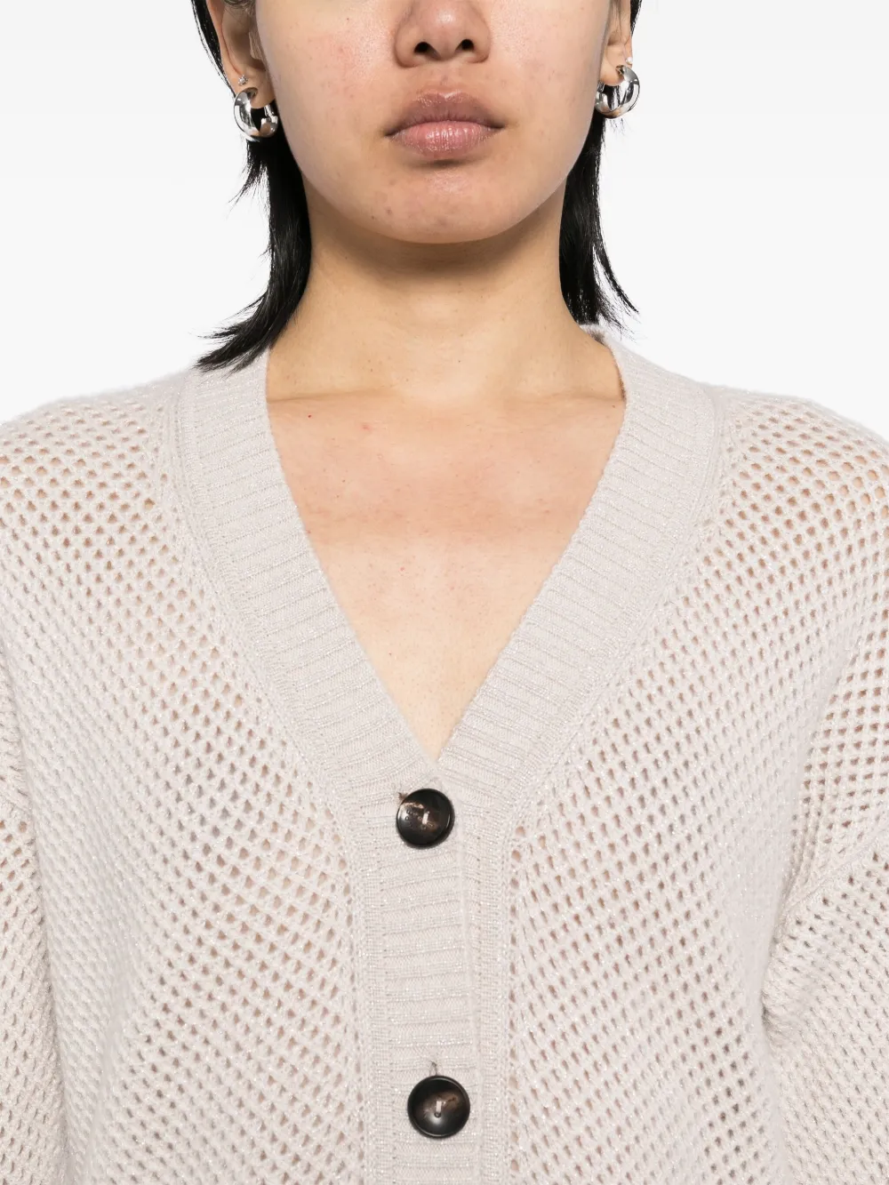 N.Peal Vest met mesh stiksel Beige