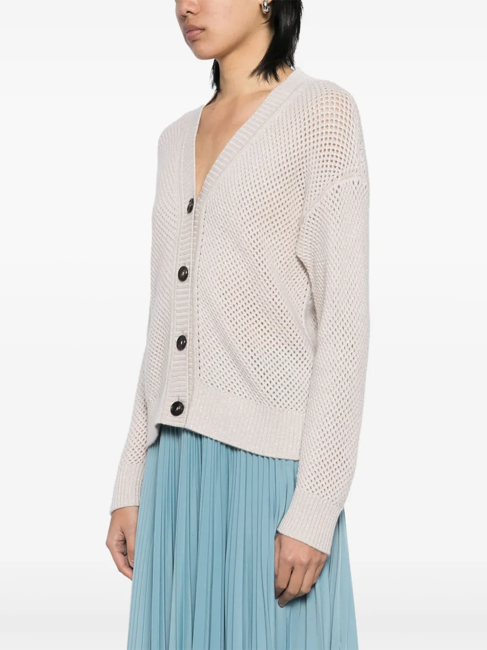 N.Peal Vest met mesh stiksel Beige