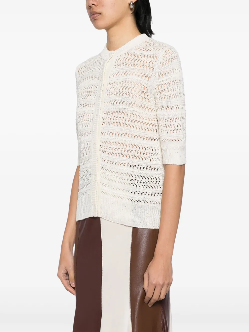 N.Peal Vest met open stiksel Beige