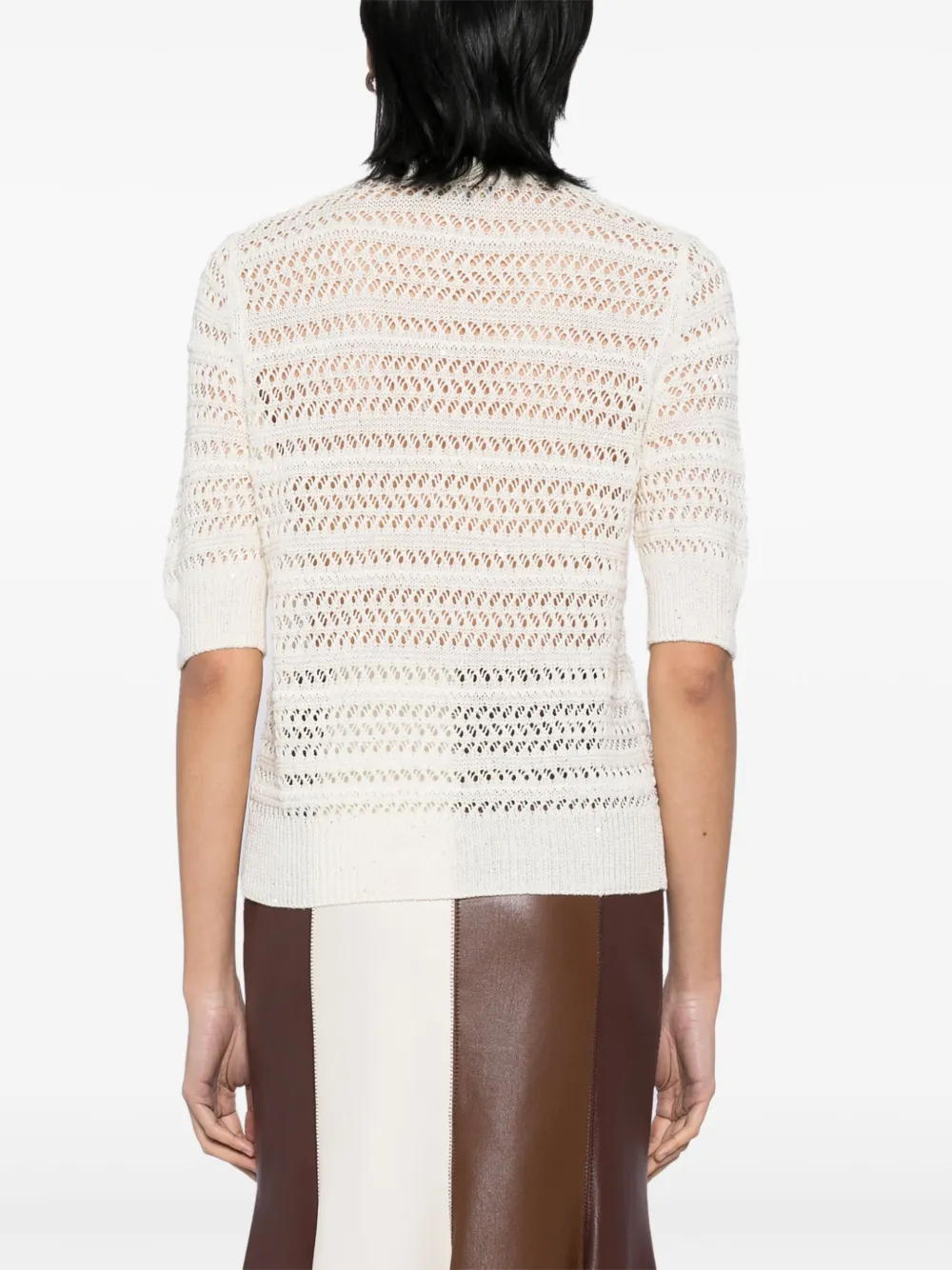 N.Peal Vest met open stiksel Beige